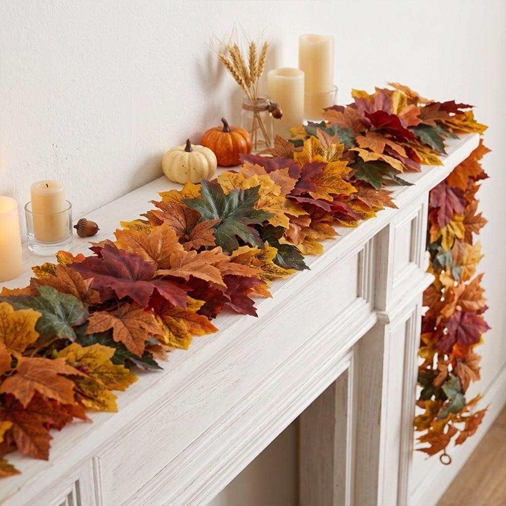 Realistic Artificial Maple Leaf Garland Flexible Faux Fall Leaves Strings Harvest Festival