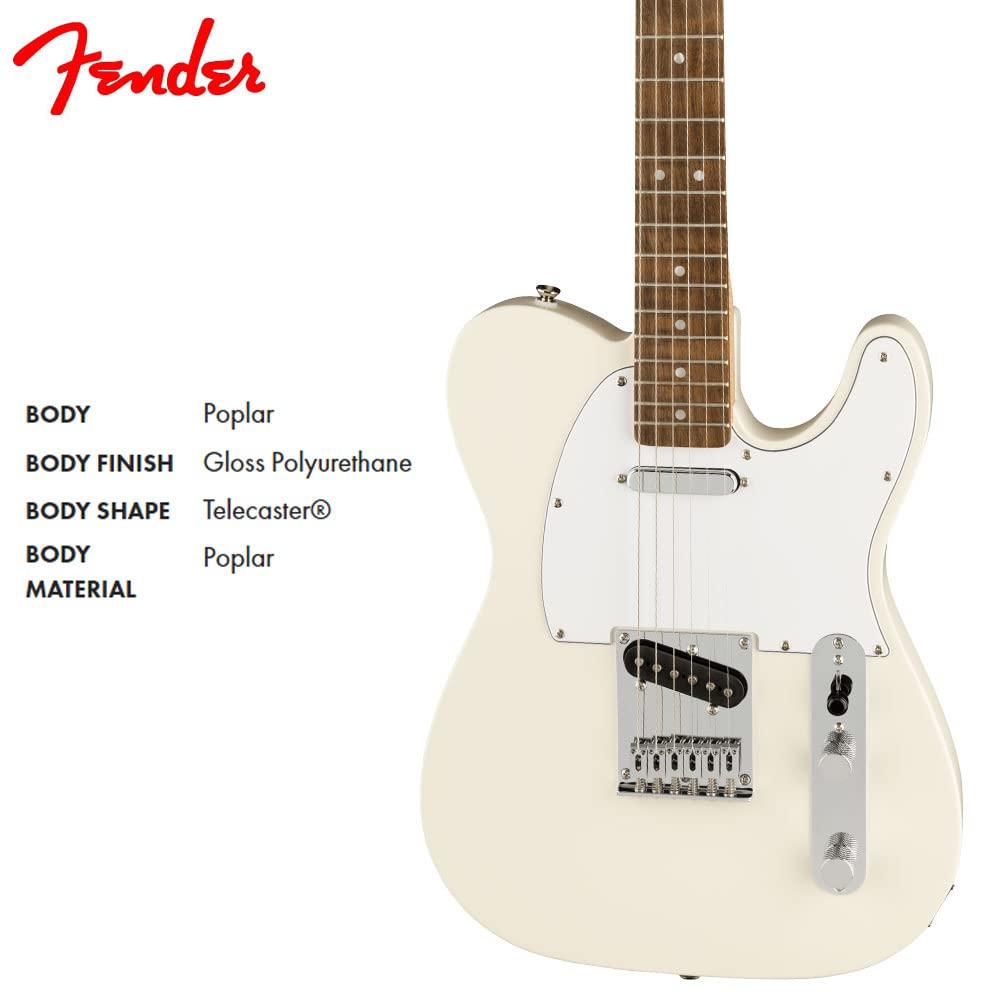 Squier by Fender Affinity Series™ Telecaster Electric Guitar, Laurel Fingerboard, White Pickguard, Olympic White with Soft Case