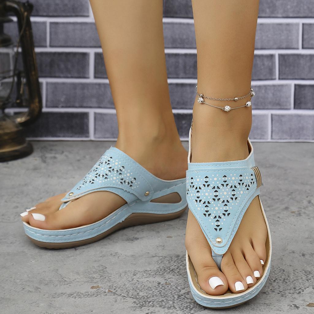 Summer Thick Sole Flip Flops With Metal Detail For Adults Size