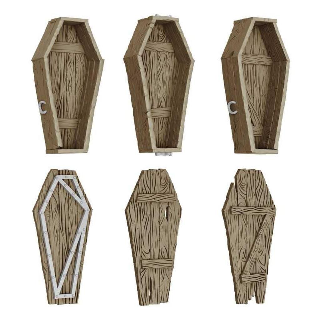 Green Stuff World Wooden Coffin Set (6 Pieces) - Miniature Accessories GSWD-12721
