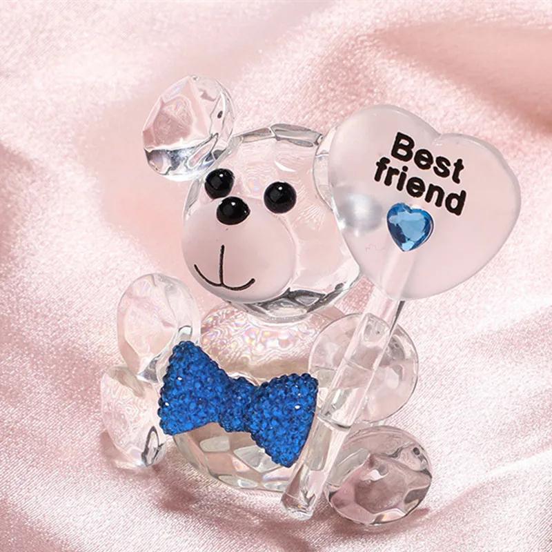 Kristallbär mit der Aufschrift „I Love You“, Geschenk zum Valentinstag, künstliche Rose aus Glas, Muttertag, Hochzeit, Party, Babyparty, Geschenk für Gäste