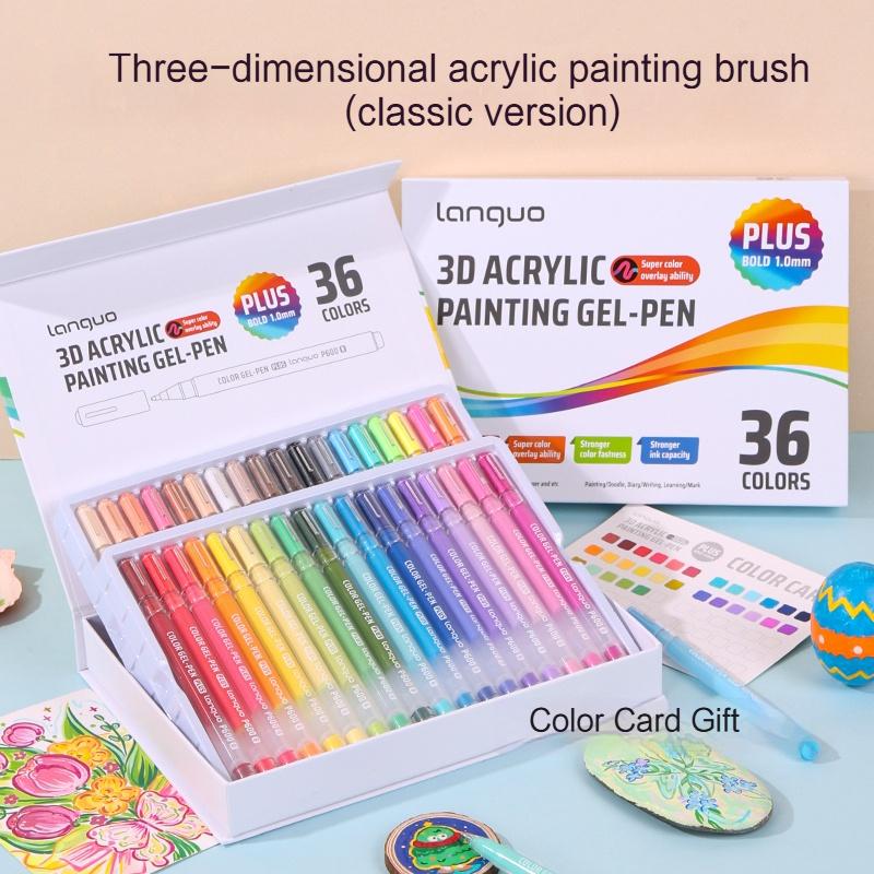 Languo Three-Dimensional Effect Acrylic Painting Gel Pens Set 1.0mm Tip Kawaii Stationery Student Color Drawing Pen Art Supplies
