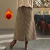 Retro Mom Diamond Grid Quilted Skirt Winter Warm Large Size Women's Clothing Casual High Waist Casual Cotton Skirt