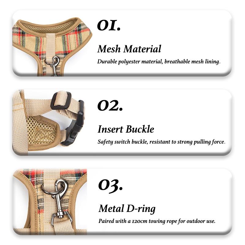 Durable Lattice Pet Harness Leash Set for Dogs 120cm Walking Exercise Vest Strap Traction Anti Lost Small Medium Dog Accessories