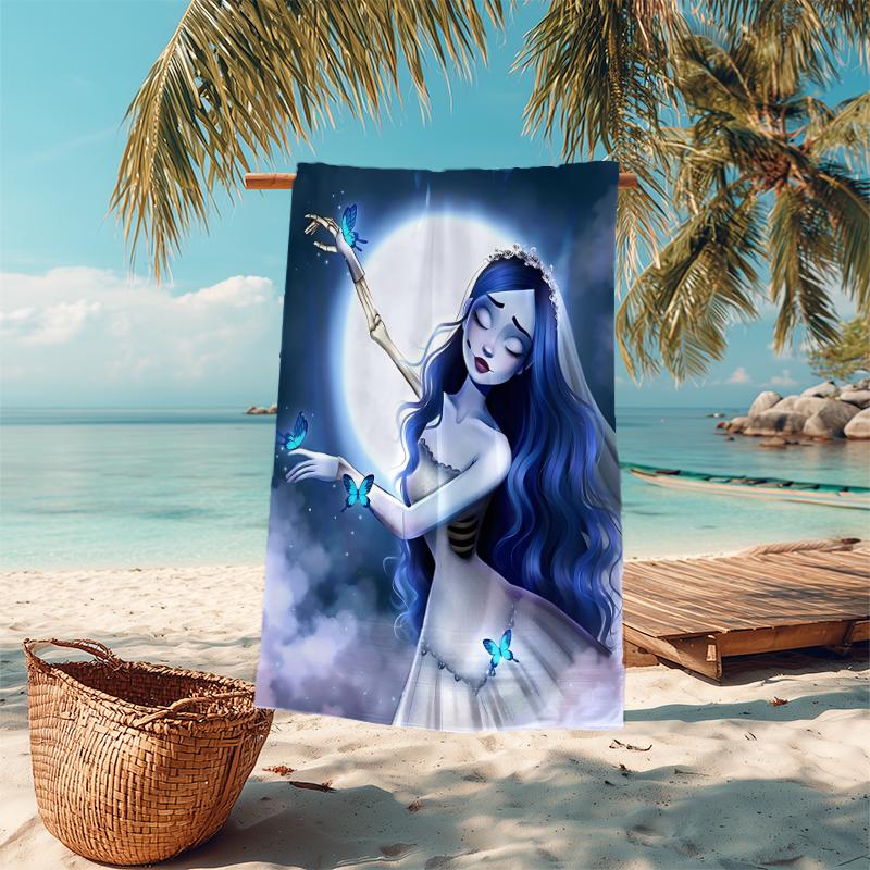 1Pc Ghostly Bride Butterflies Beach Towel Microfiber Beach Towel Thin Absorbent For Beach Swimming Yoga Bath Sports 0917156