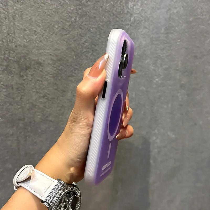 

Модный чехол MagSafe конфетного цвета для iPhone 15 15Pro Max 14 13 Pro 12 11 матовая беспроводная зарядка противоударная задняя крышка For iphone 13Pro