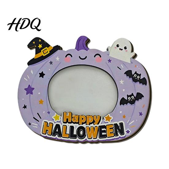 Halloween Bilderrahmen Holz Foto Rahmen Kürbis Geist Katze Ausschnitt Einweihungsgeschenk für Freunde Halter Beidseitig Feiertags Tischdeko