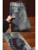Men's Trendy Elastic Slim Fit Ripped Embroidered Jeans for Spring and Autumn High-Street Style
