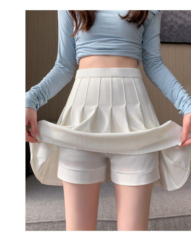 Plus Size Japanese High-Waisted Slimming Pleated Mini Skirt