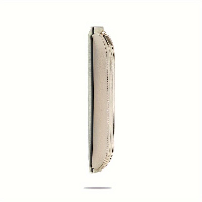 1pc Faux Leather Pen Case with Zipper Portable Elastic Sleeve for Notebooks, Irregular Shape, Daily Office Supplies