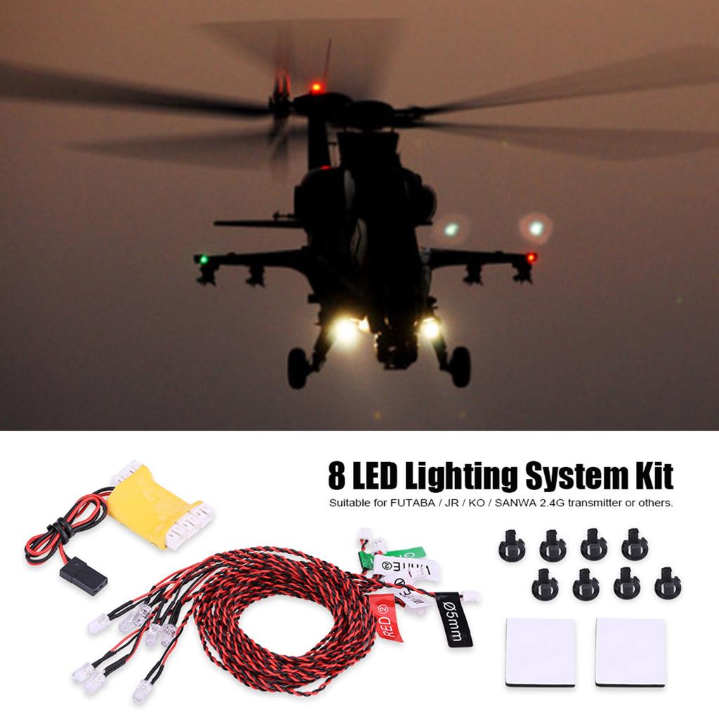 8 LED Lighting System Kit Simulation Flashing Lights for RC Airplane Helicopter