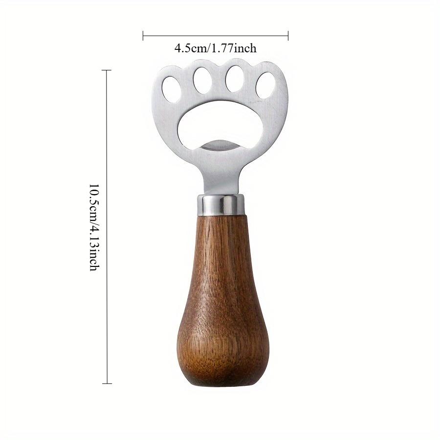 1pc Wood Handle Cat Claw Beer Opener Upright Durable Keychain Bottle Opener Stainless Steel Drink Cap Lid Remover Beverage