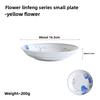 Japanese Style Ceramic Plate Retro Floral Print Small Dish for Dessert Fruit Salad Home Tableware