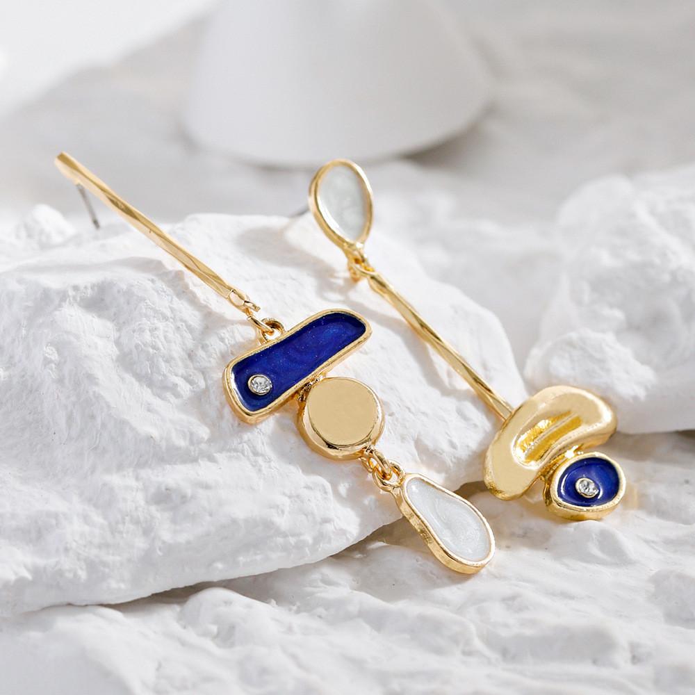 Trendy Geometric Alloy Asymmetrical Earrings Minimalist Street Style Jewelry For Women