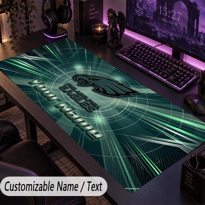 Large Mouse PadPhiladelphia Eagles Custom Name Text Personalized Desk Mat Non Slip Gaming Pad
