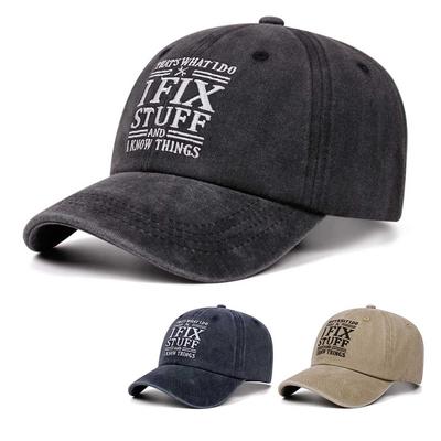 Ifix Stuff Letter Washed Embroidered Soft Top Baseball Cap Women Men Retro Hat Fashionable Versatile