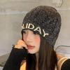 Hollow Sequin Knitted Hat Cool Knitted Pullover Hat Punk Letter Beanie Hat  Autumn