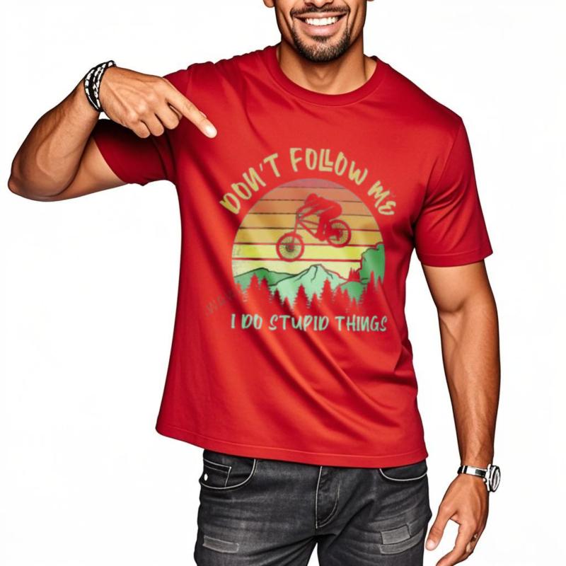Dont Follow Me I Do Stupid Things Biking  Mountain Biker TShirt Aesthetic Clothes Oversized TShirts Mens Plain TShirts