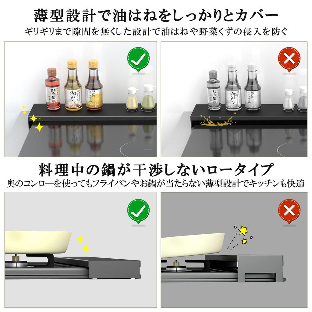 DAIWIN Exhaust Vent Cover 60cm Flat Stove Cover Thin IH Exhaust Vent Cover Kitchen Stove Back Rack Oil Splash Dirt Guard Compatible with IH Compatible