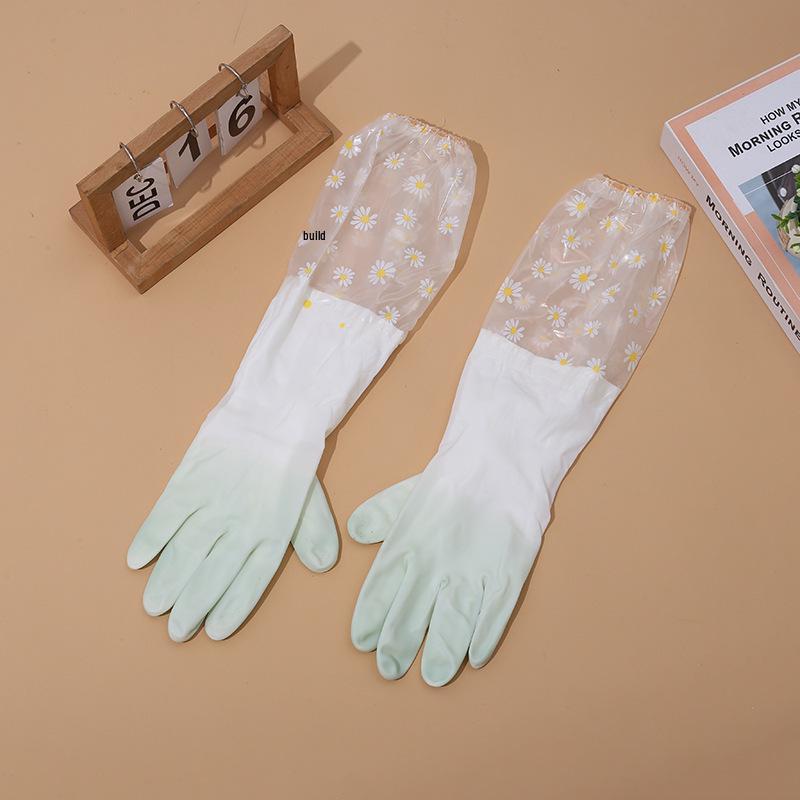 Extra Long Waterproof Dishwashing Gloves for Kitchen and Laundry, Jelly Color PVC