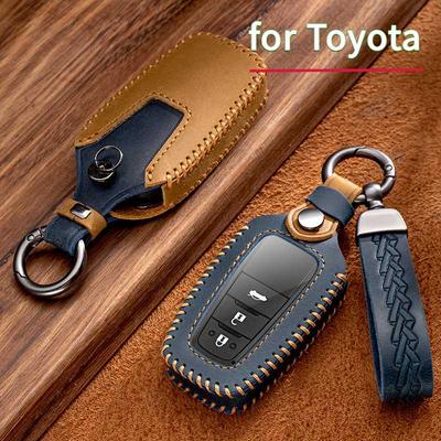 Genuine Leather Car Remote Key Case Cover for Toyota Camry RAV4 Highlander Avalon 2024 Corolla GT86 Altis Land Cruiser Hilux