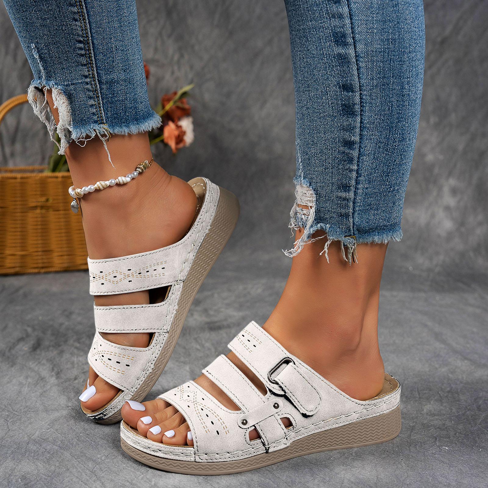 

Wedges Slippers Women Summer Shoes Luxury Designer Slippers Slides Women s Outdoor Vintage Open Toe Beach Platform Sandals Mujer 37 білий