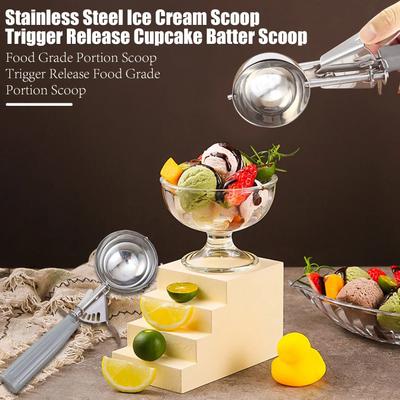 Creative Fashion 1Pc Big Volume Ice Cream Scoop Stainless Steel Ice Cream Tool with Trigger Easy To Clean Cylindrical Scoop Kitc