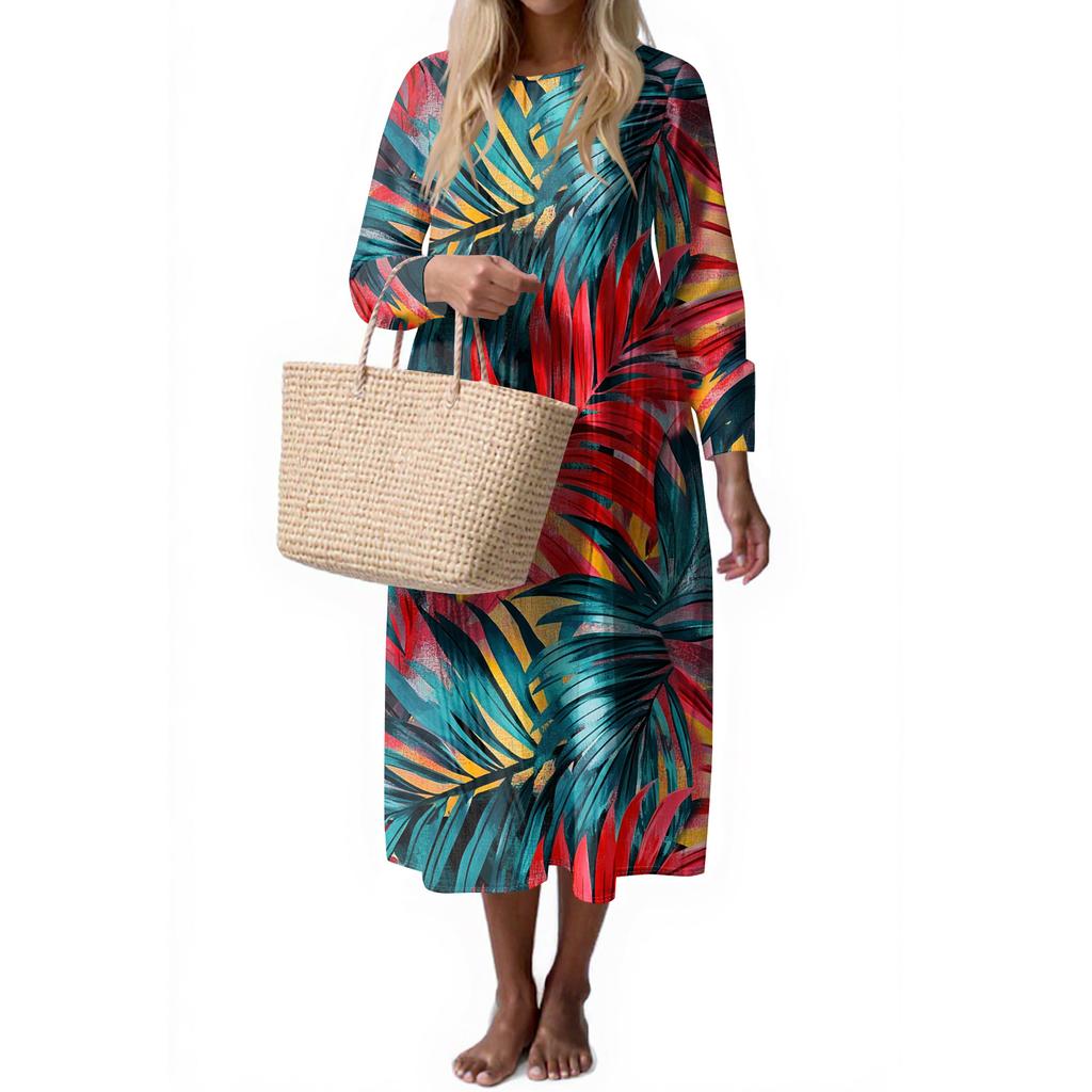 Women's Fashion Casual Sleeveless Round Neck Solid Color Elegant Temperament Dress