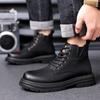 Fashion Autumn Winter Retro Platform Leather Snow Boots for Men Designer Soft-soled Men's Cotton Shoes Fashion Non-slip Ankle Boots Male