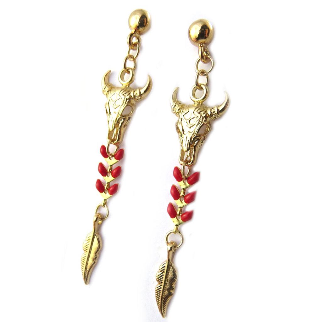 Les Trésors De Lily [P1909] - Artisanal Earrings 'Azuni' Golden Red (handmade)