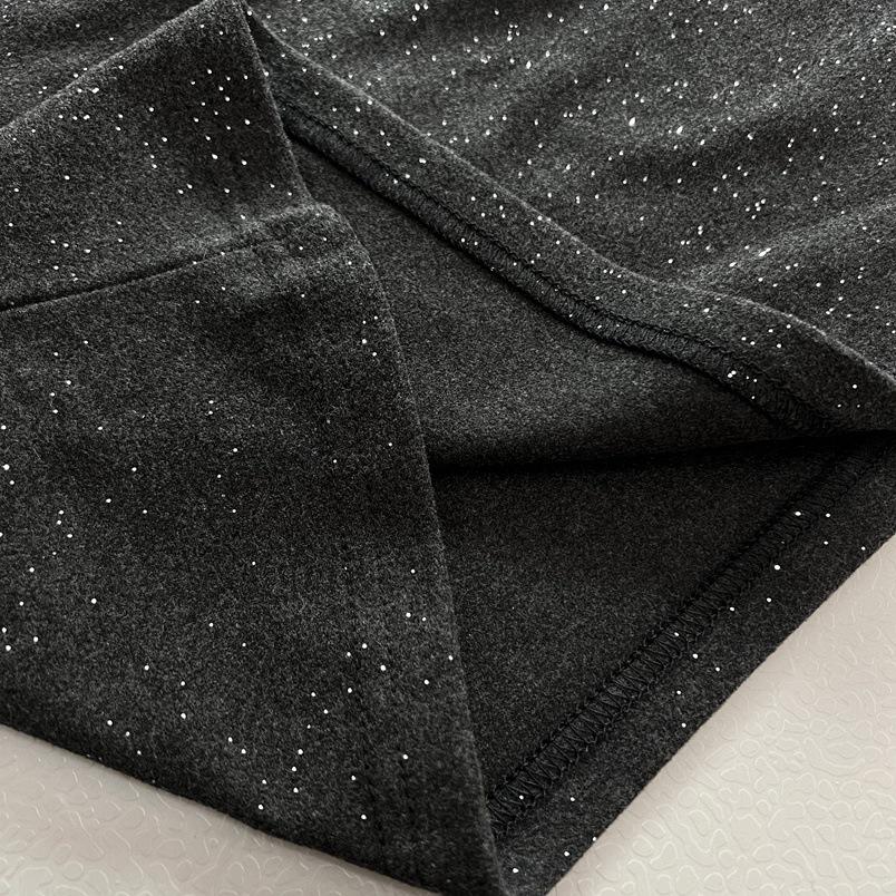 Starry Sky Dot Black Sequin Short Sleeve T-shirt - Women's Minimalist Round Neck, Loose Fit, Spring New Arrival