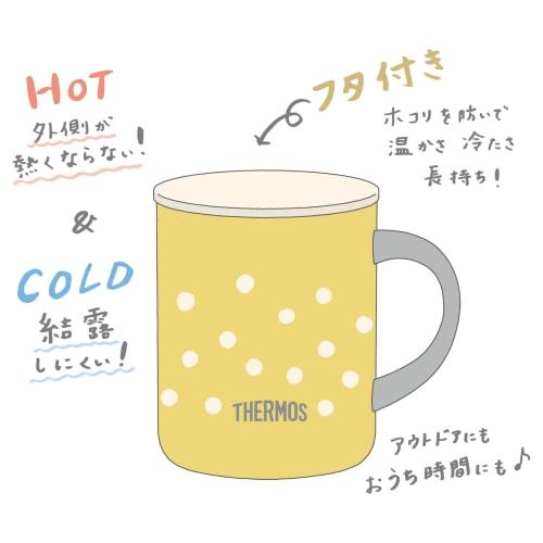 THERMOS Stainless Steel Vacuum Insulated Mug 350ml Dot Yellow JDG-352LTD D-Y