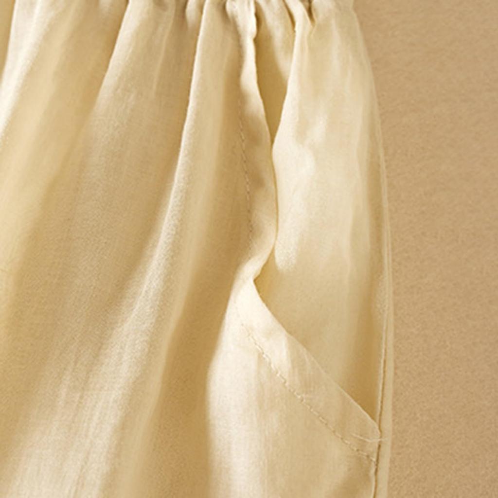 Womens Baggy Cotton Linen Pants Elastic Waist Casual Loose Summer Beach Vacation Pants