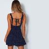 Women V-Neck Strap Open Back Sexy Print Sleeveless Shift Above Knee Slip Dress