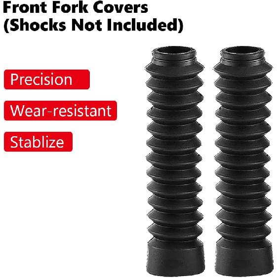 1 Pair Rubber Fork Cover Gaiters - Motorcycle Front Fork Cover Gaiters Boots Shock Damping Dust Cover 205 x 42mm (Black)