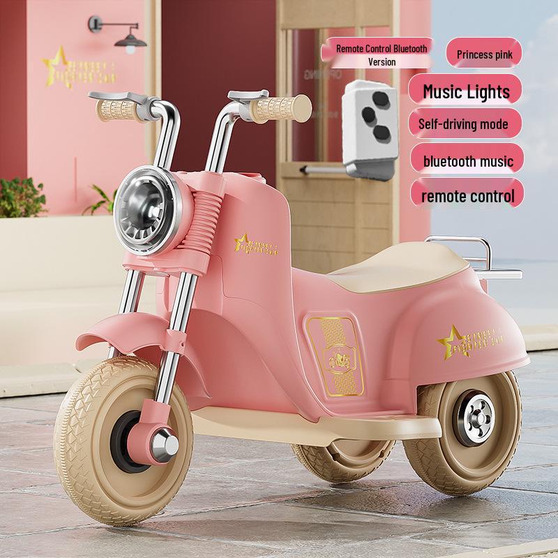 Rechargeable Kids' Electric Tricycle - Remote Control Ride-On Motorcycle for Boys & Girls.