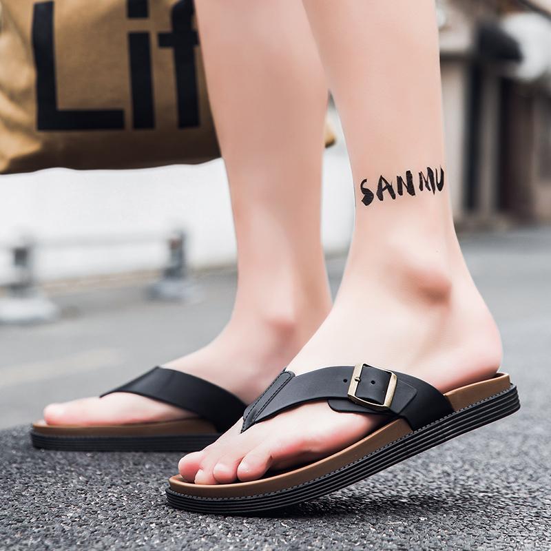 High Quality Casual Leather Flip Flops Soft comfortable Outdoor Walking Slippers Flat Designer Waterproof Beach Slipper Summer