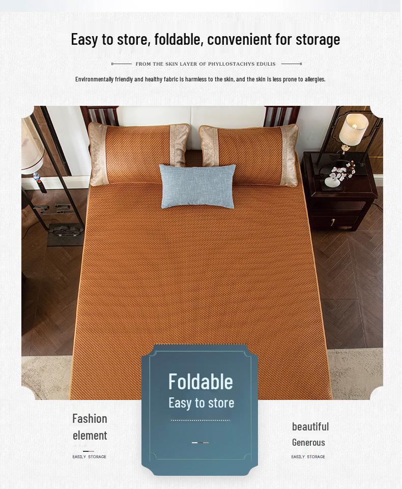 Thickened Foldable Summer Ice Silk and Rattan Sofa Cushion Mat with Wool Material