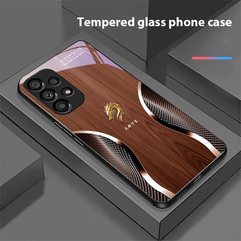 Holz Drache Schwarz Für Samsung Galaxy S 8 9 10 20 Plus 21 FE 22 23 24 Ultra S7 Edge Schwarz Gehärtetes Glas Handyhülle Hartschale