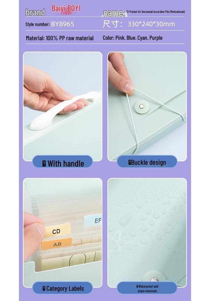 Multi-layer A4 Accordion File Bag for High School Students