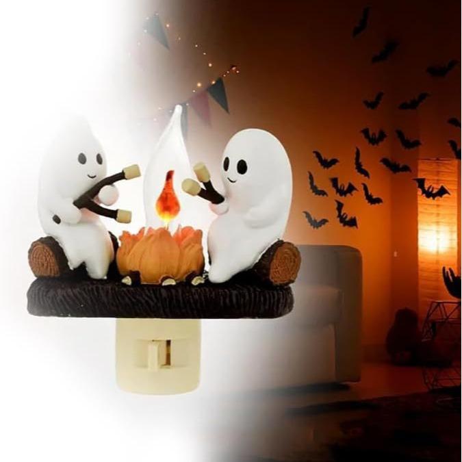 Hot-selling Halloween ghost night light, festive home decoration, ambient lighting, creative Halloween resin crafts
