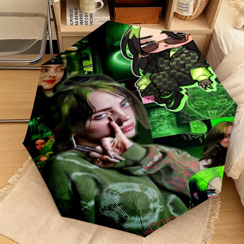 1PC Billie eilish Automatic Umbrella - Suitable Travel Outdoor Portable Umbrella Birthday Gift Daily Essentials
