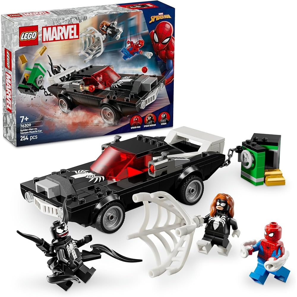 LEGO Marvel Spider-Man vs Venom Muscle Car Toy Building Set for Kids Ages 7-9