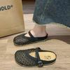 Fashion Outer Wear Hollow Bag Head Half Slippers Women's Summer New Versatile Flat Bottom Mesh Cool Slippers