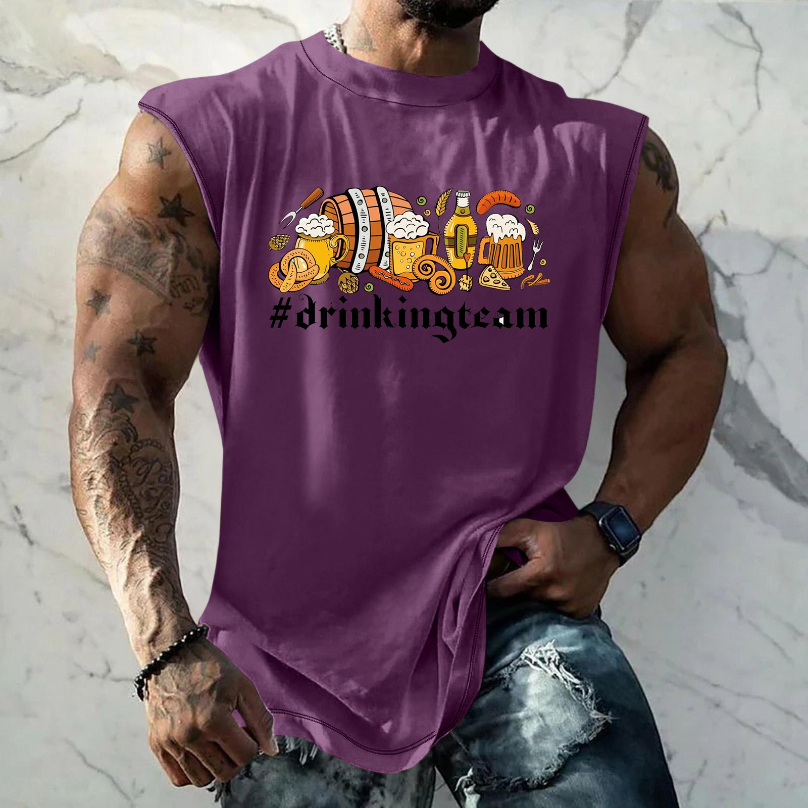 

Men Sleeveless Tank Top Loose Fit Casual Streetwear Muscle Shirt Printed Graphic Vest for Outdoor Sports and Daily Wear XXXXXL фиолетовый