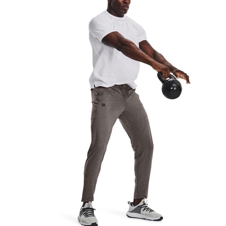 Under Armour Solid Color Drawstring Slim Fit Sports Pants Men Bottoms Brown 1373730-176