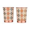Kupferbedrucktes Design 250ML Wasserglas mit Rostschutz für Heim- und Bürogebrauch Ayurveda- und Yoga-Gesundheitsvorteile Glas Set mit 6