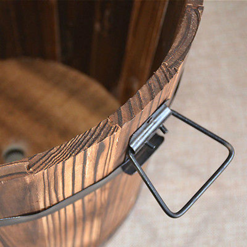 Carbonized Wooden Garden Succulent Plants Flower Pots Outdoor Flower Bucket Home Decor Round Retro Succulent Flower Pot Holder