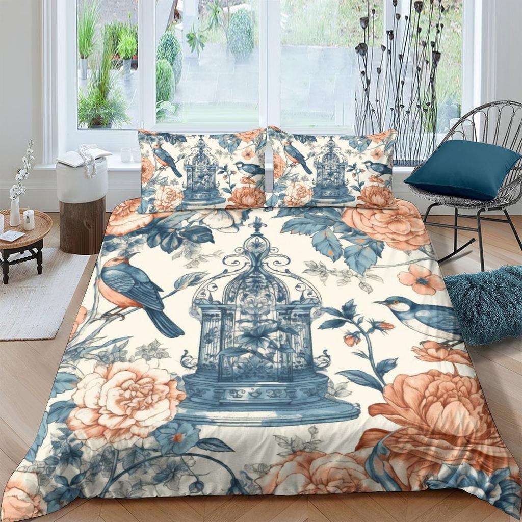 3D Digital Printing Hand-Painted Plant Flower Quilt Cover Pillowcase Two Or Three-Piece Set Polyester Abraded