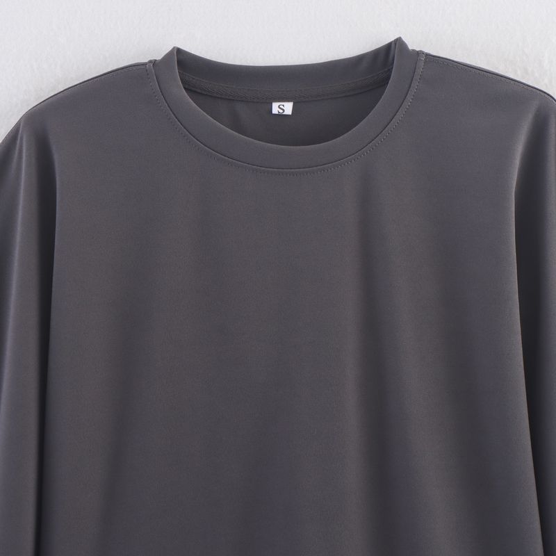 Kaslead New Women clothes Western Style Fashion Laminated Decorative Sleeve round Neck Short Sleeved T-shirt 4424154